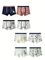 8pcs Boy's Cotton Boxer Briefs Cartoon Pattern Underwear Comfy Kid's Underpants