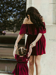 Stylish Ruffle Trim Cami Dress Parent Child Outfit