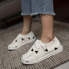 Women's Animal Print Canvas Shoes Lightweight Low Top Lace Up Shoes