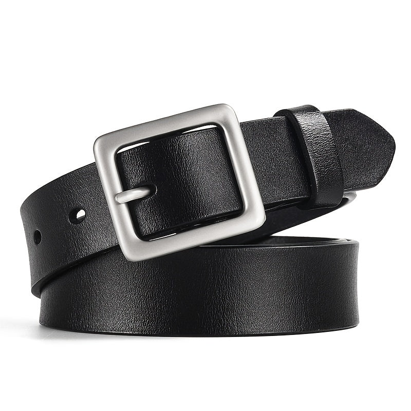 Women's Leather Belt Square Pin Buckle Cowhide Belt