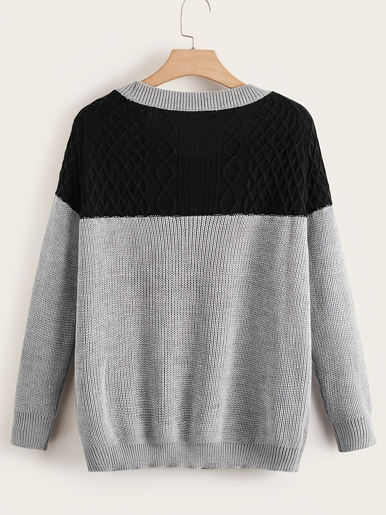 Colorblock Round Neck Long Sleeve Sweater Plus Size