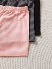 Toddler Baby Girls Ribbed Kit Shorts 3pcs Set