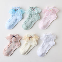 6 Pairs Toddler Girls Lace Flower Dance Socks