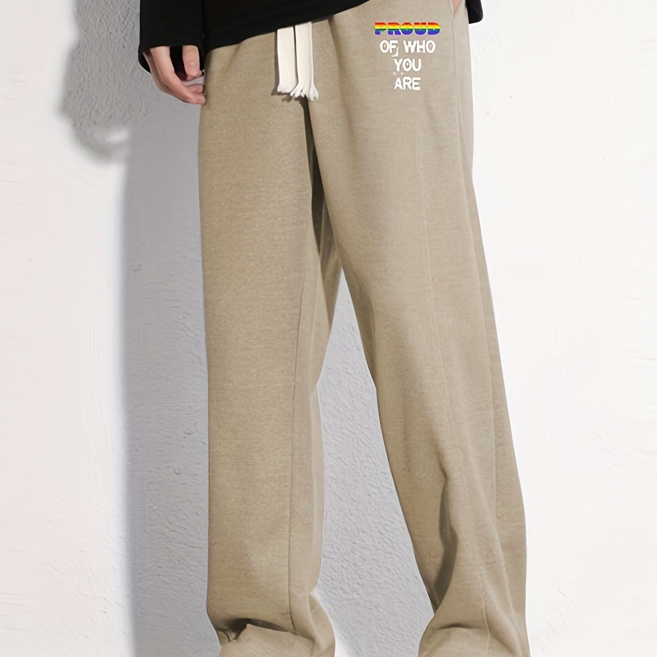 Pride Month Letter Print Joggers Men's Casual Loose Fit Pants
