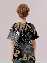 3D Golden Retriever Print Kid's T shirt Short Sleeve Top
