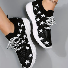 Women's Star Pattern Woven Running Shoes Lightweight Sneakers