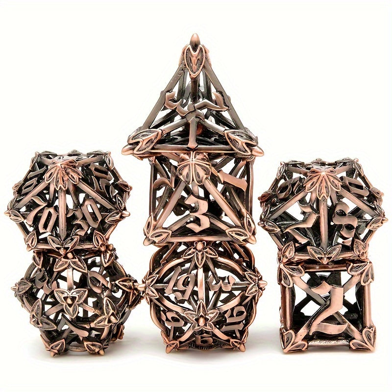 7pcs Hollow Vintage Flower Metal Dice Set