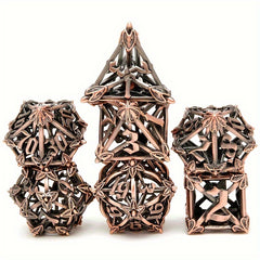 7pcs Hollow Vintage Flower Metal Dice Set