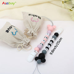 2pcs Personalized Pacifier Clip With Name Customized Chain Silicone