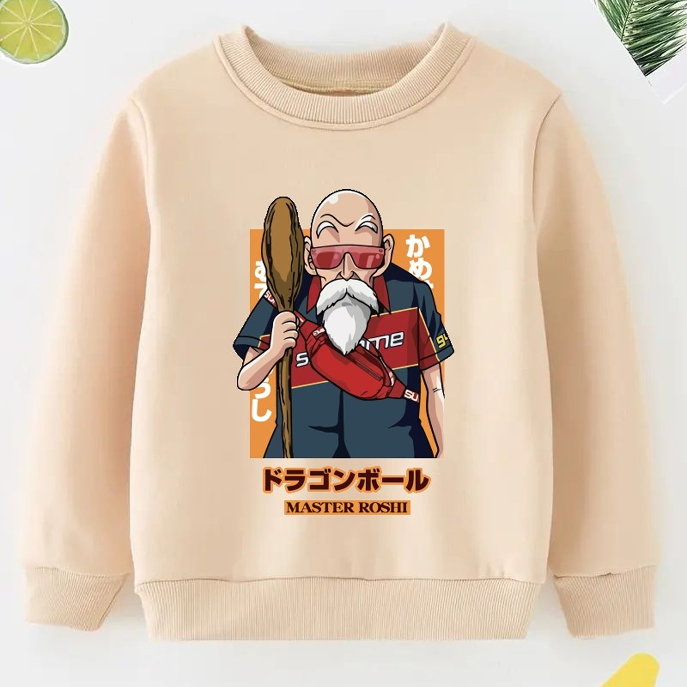 Anime Old Man Print Boys Casual Pullover Sweatshirt Long Sleeve Crew Neck Tops