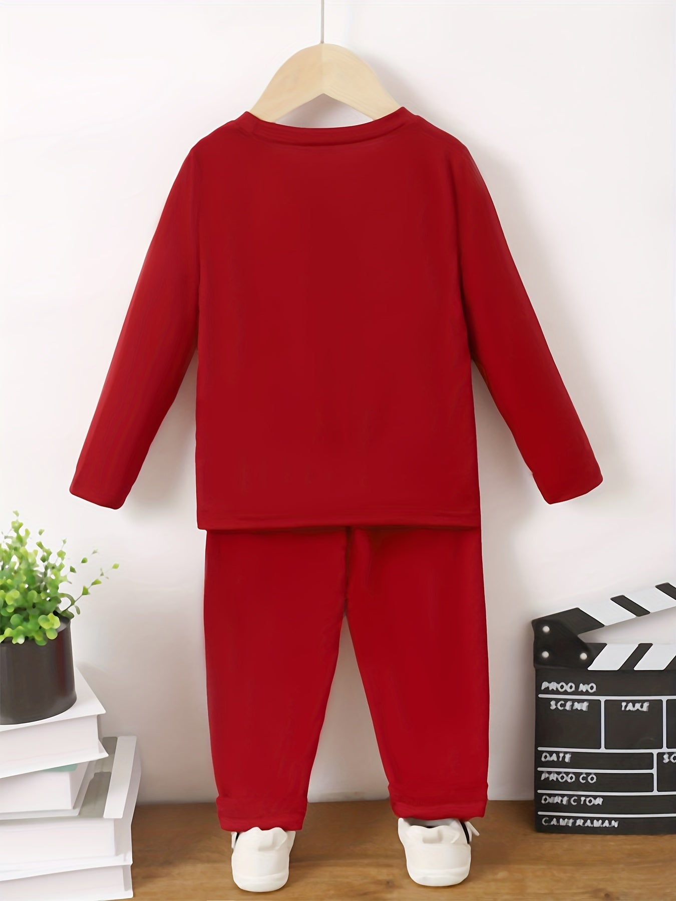 Happy Face Pattern Boy's 2pcs Sweatshirt & Solid Sweatpants Set