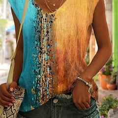 Colorblock V-Neck Tank Top for Women