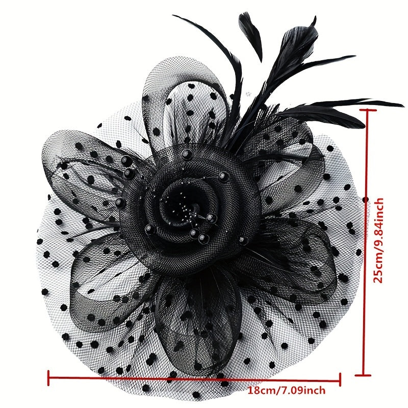 Retro Mesh Flower Feather Head Piece Hair Accessory for Women
