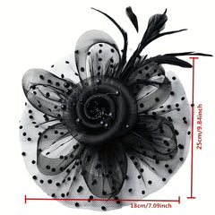 Retro Mesh Flower Feather Head Piece Hair Accessory for Women