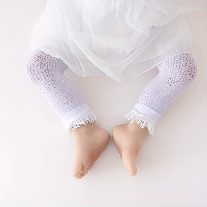 Baby Girls Lace Jacquard Leggings Breathable Comfy Trousers
