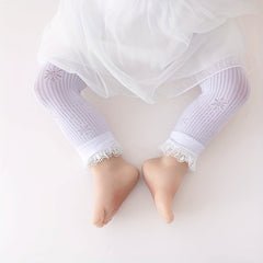 Baby Girls Lace Jacquard Leggings Breathable Comfy Trousers