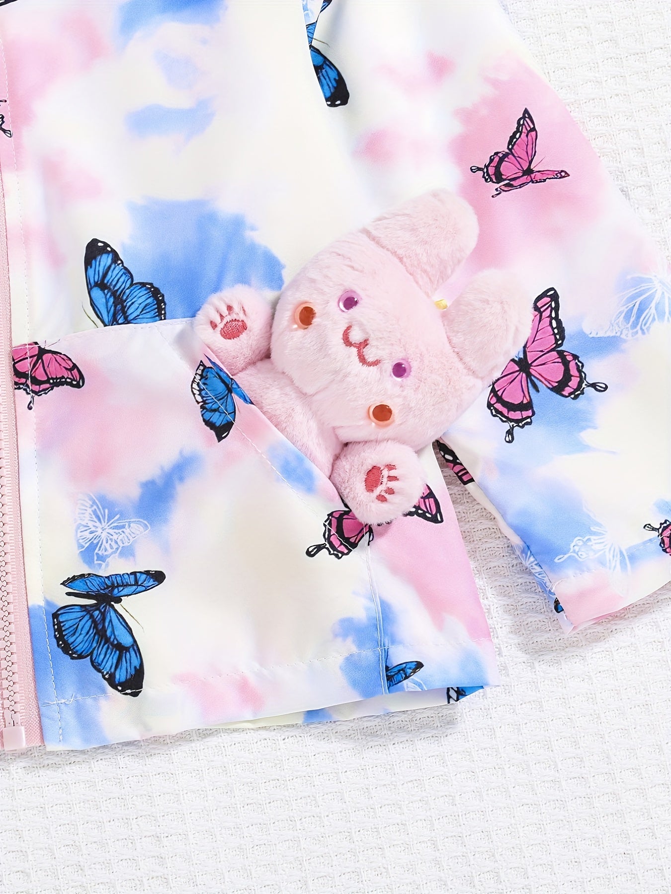 Toddler Girls Tie Dye Butterfly Hooded Jacket Zipper Windproof Coat