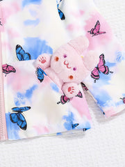 Toddler Girls Tie Dye Butterfly Hooded Jacket Zipper Windproof Coat
