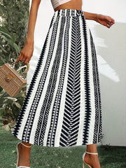 Geo Pattern A-line Skirt for Summer & Spring