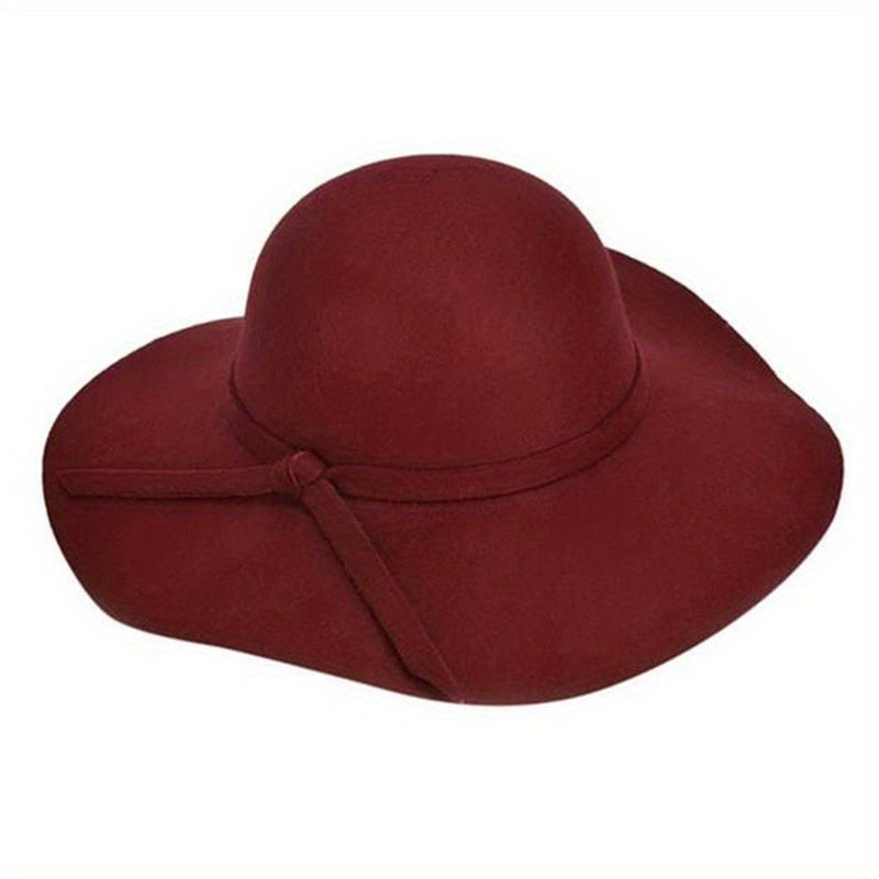 Women's Fedora Ruffle Wide Brim Felt Hat