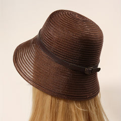 Brown Mesh Bucket Hat Vintage Jazz Fisherman Cap