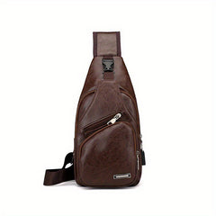 Men's Crossbody Bag With USB Charging Port Outdoor Shoulder Bag