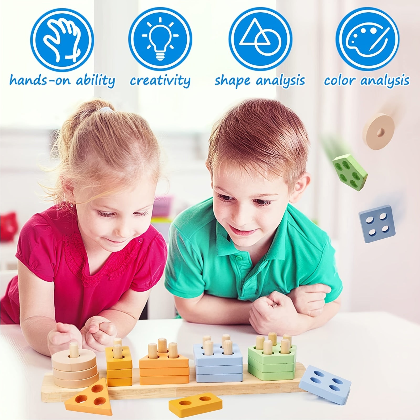 Wooden Shape Sorter & Learning Puzzles for Toddlers