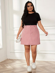 Preppy Corduroy Mini Skirt with Pockets