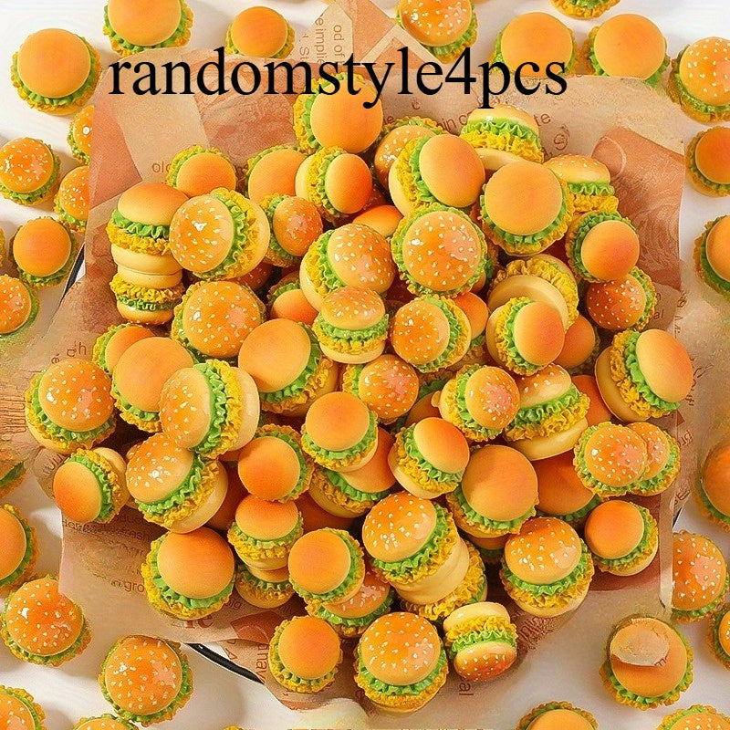 3pcs Resin Hamburger Keychains DIY Crafts Baker Simul
