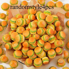 3pcs Resin Hamburger Keychains DIY Crafts Baker Simul