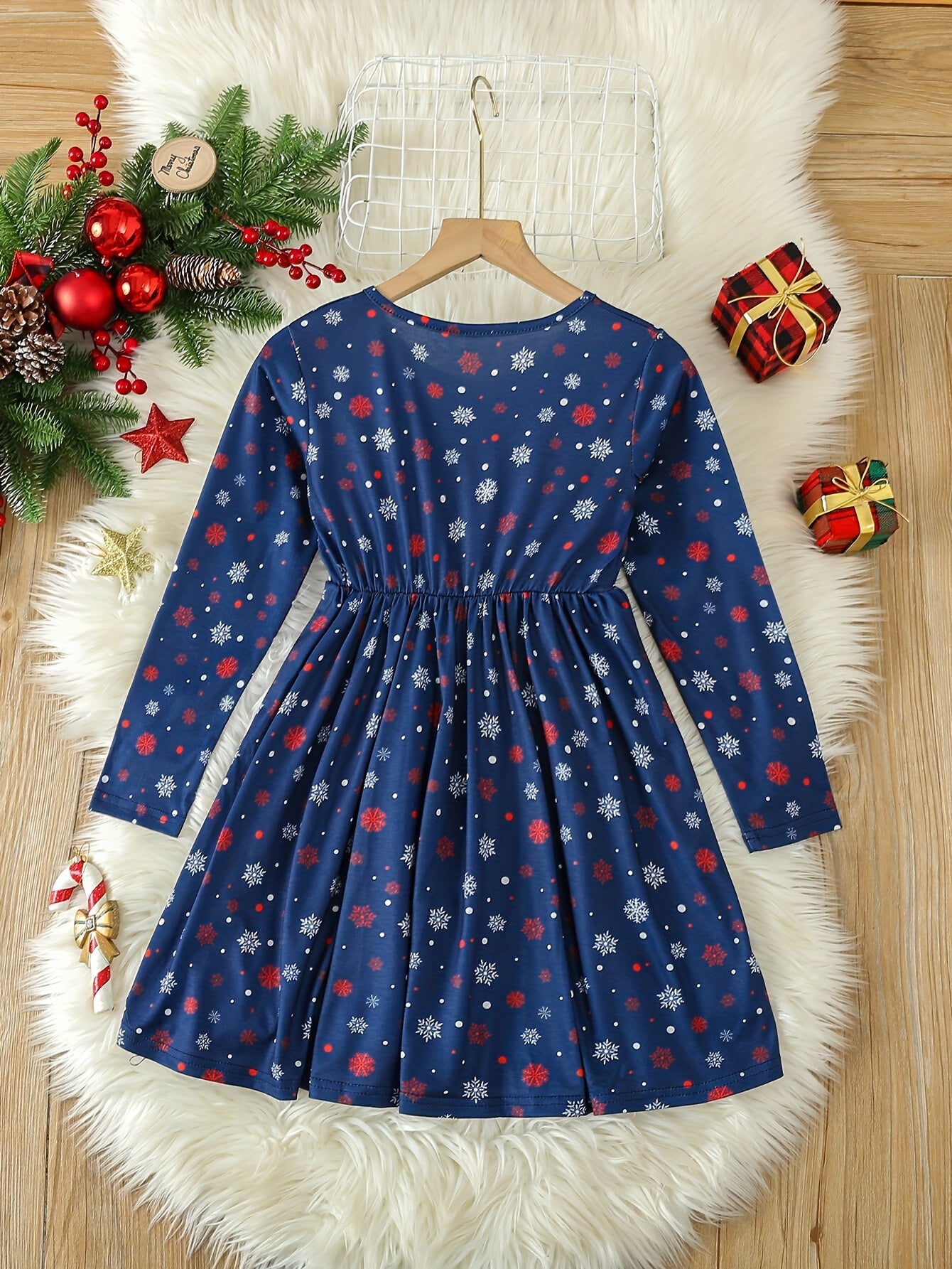 Sweet Girls Crew Neck Long Sleeve Dress Spring Fall