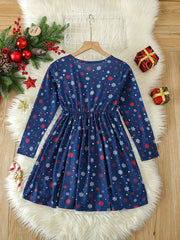 Sweet Girls Crew Neck Long Sleeve Dress Spring Fall