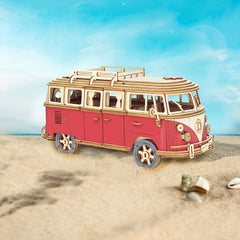 Wooden Puzzle Camping Car Model 3D Building Block Toy