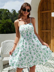 Floral Print Ruched Cami Dress Sexy Sleeveless Summer Midi Dress Women
