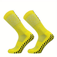 Non slip Silicone Athletic Socks Football Soccer Breathable Mid Calf Socks