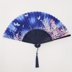 Women's Flower Pattern Folding Fan Dance Performance Fan