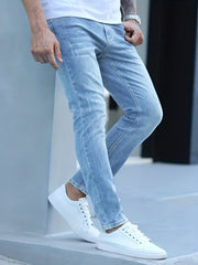 Men's Slim Fit High Stretch Jeans - Distressed Denim Pants