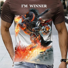 Street Style Winner Pattern Tee Shirt for Men