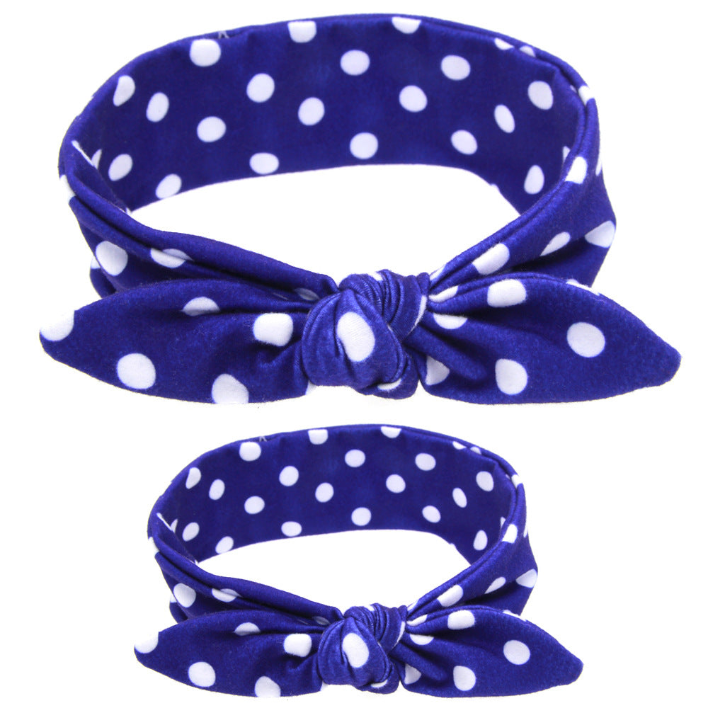 2pcs Parent-child Headband Classic Lattice Rabbit Ear Hair Band Set