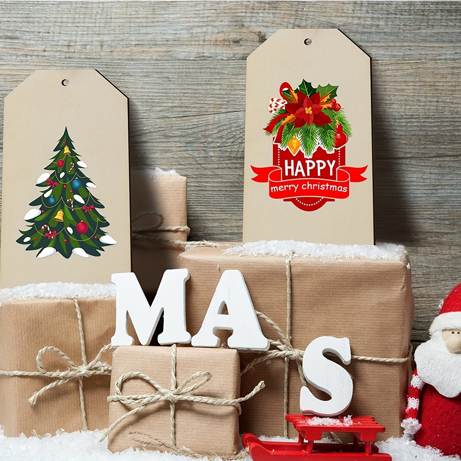 10pcs DIY Wooden Pet Sign Blank Door Sign Laser Cut Wooden Chip Christmas Decor