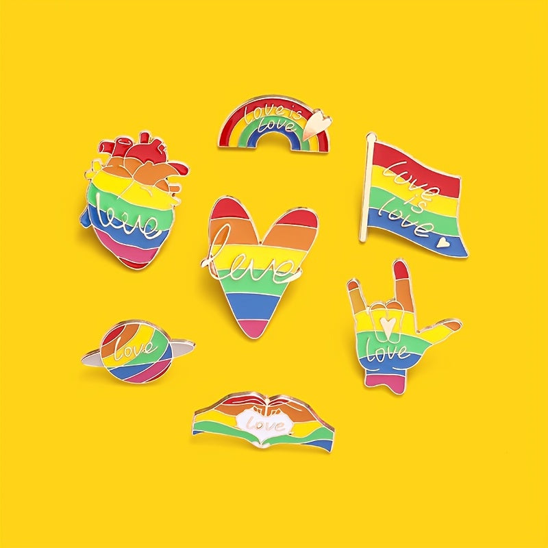 LGBT Rainbow Love Brooch for Men