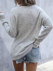 Star Pattern Crew Neck Pullover Sweater for Women