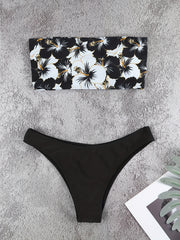 Floral Print Bandeau 2 Piece Set Bikini Swimsuit for Women