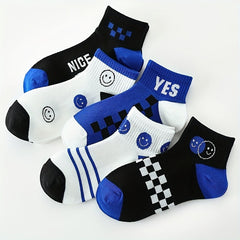 5 Pairs Kids Cotton Breathable Short Socks for Spring Summer Sports