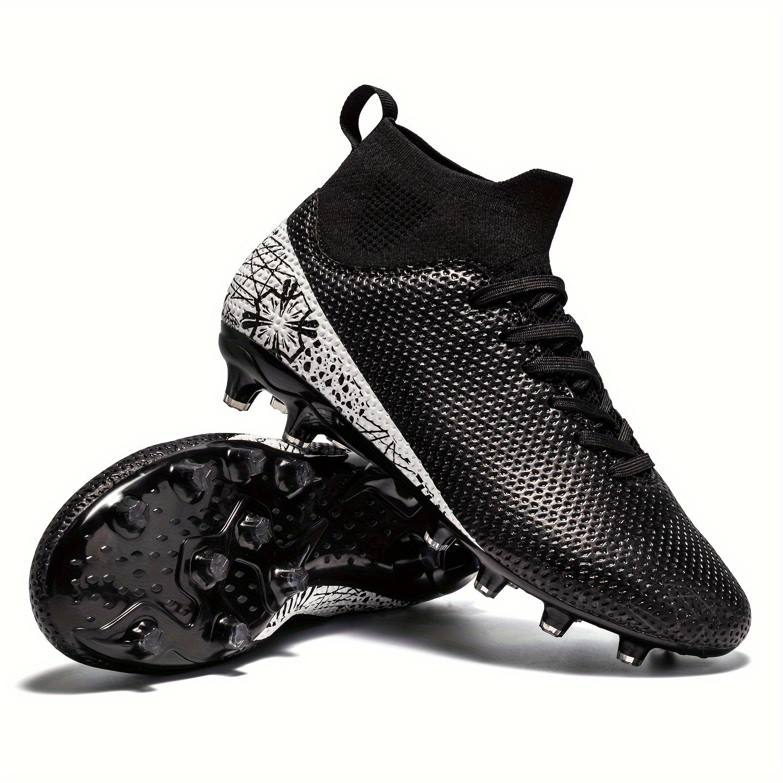 Boys High Top Non Slip Football Cleat with Spikes- Professional Soccer Shoes