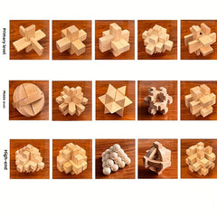 Wooden Puzzle Set 5-Pack Medium-Hard Level Craft with Instructions