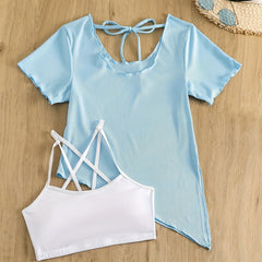 Criss Cross Sports Bra & Lace up Running Top Set