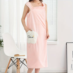 Oversized Women's Wearable Bath Towel with Pocket