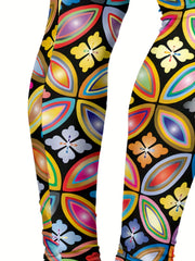 Hippie Style High Waist Leggings Skinny Casual Leggings Women's Clothing