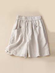 High Waist Solid Pocket Shorts for Women